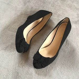 Jessica Simpson black suede wedge heels size 9